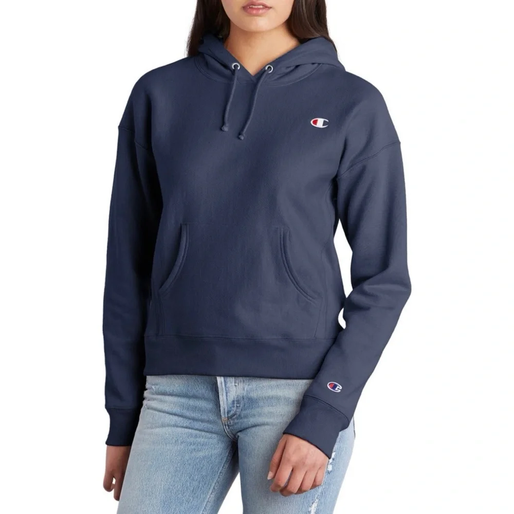 Champion Reverse Weave Navy Hoodie‎ Medium